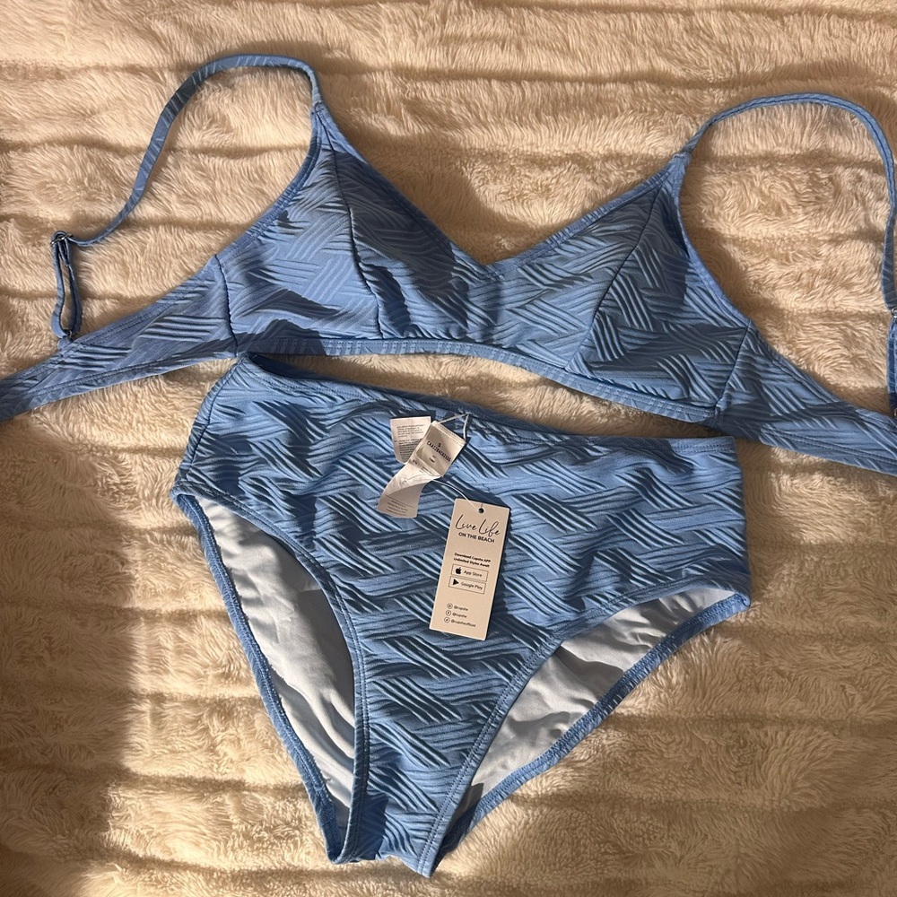 Cupshe Blue Textured Bikini Set